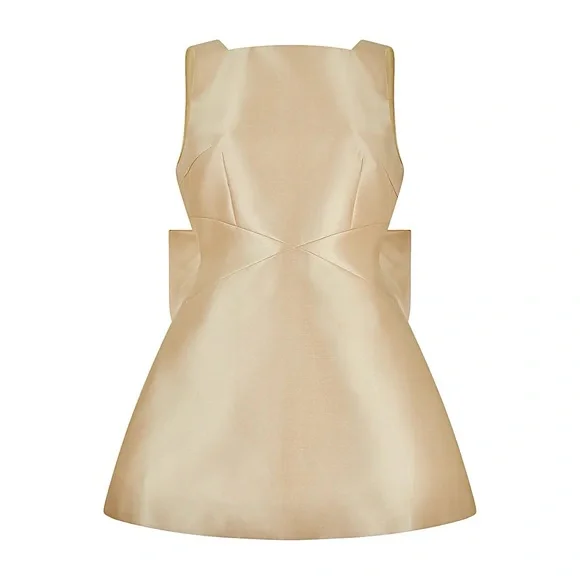 NWT Odd Muse London Gold The Ultimate Muse Bow Detail Mini Dress (removable bow) - Picture 5 of 15
